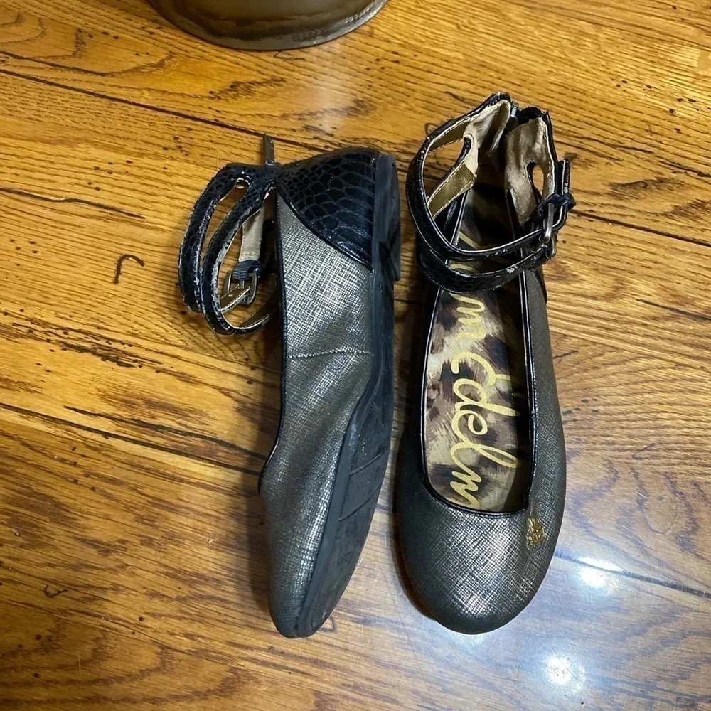 Sam Edelman Girls Shoes Ballerina Flats Kids 4 Black/Gold.